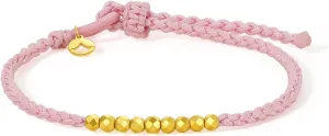 24K Gold Bracelet Beads Charm Bracelets Adjustable Braided Chain Diamond-Cut Charms Link 999 Solid Gold Jewelry Dainty Bangle Bead Rope String Lifetime Colorful Bangles Lucky Gift for Women Men Couple