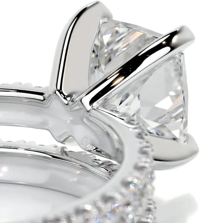 2.5 Carat (ctw) Bridal Set Princess Moissanite Engagement Rings for women Platinum Plated Silver Ring Moissanite Rings