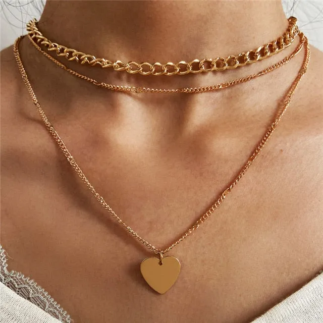 29 stylish Gold necklace on neck Gold chain Women's jewelry layered accesories
