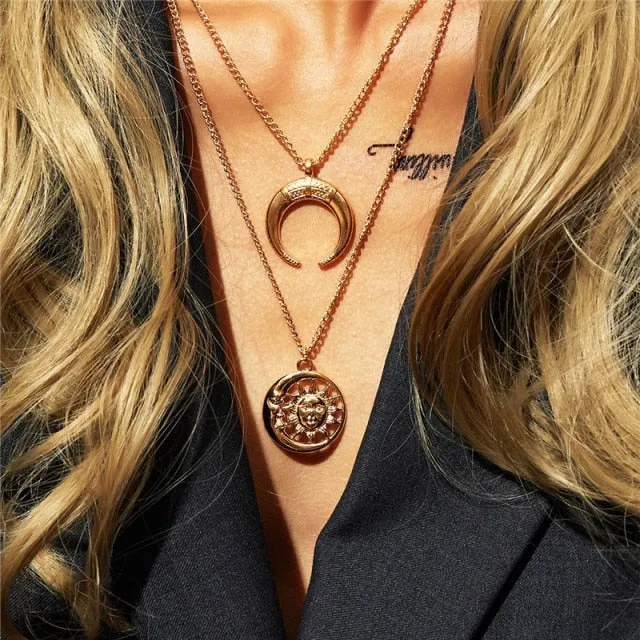 29 stylish Gold necklace on neck Gold chain Women's jewelry layered accesories