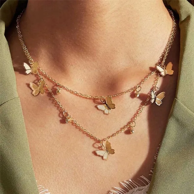 29 stylish Gold necklace on neck Gold chain Women's jewelry layered accesories