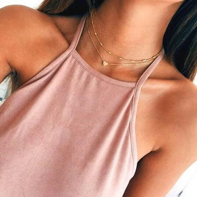 29 stylish Gold necklace on neck Gold chain Women's jewelry layered accesories