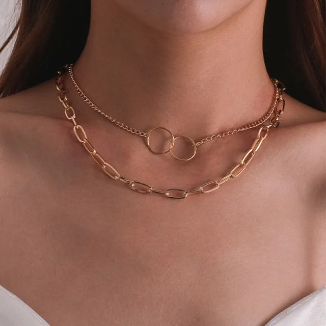 29 stylish Gold necklace on neck Gold chain Women's jewelry layered accesories