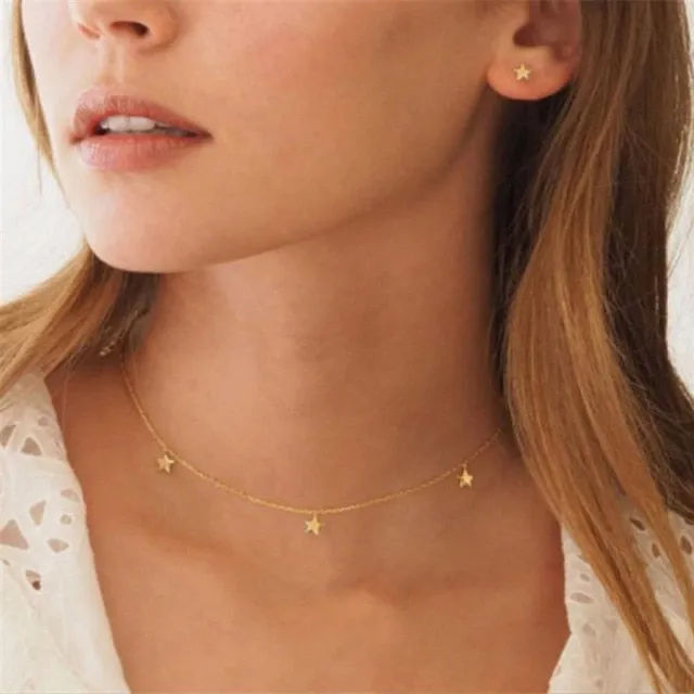 29 stylish Gold necklace on neck Gold chain Women's jewelry layered accesories