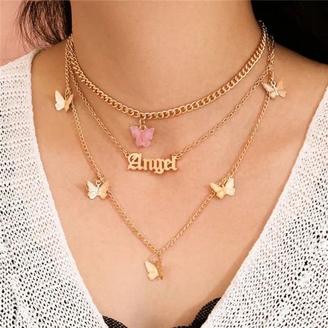 29 stylish Gold necklace on neck Gold chain Women's jewelry layered accesories