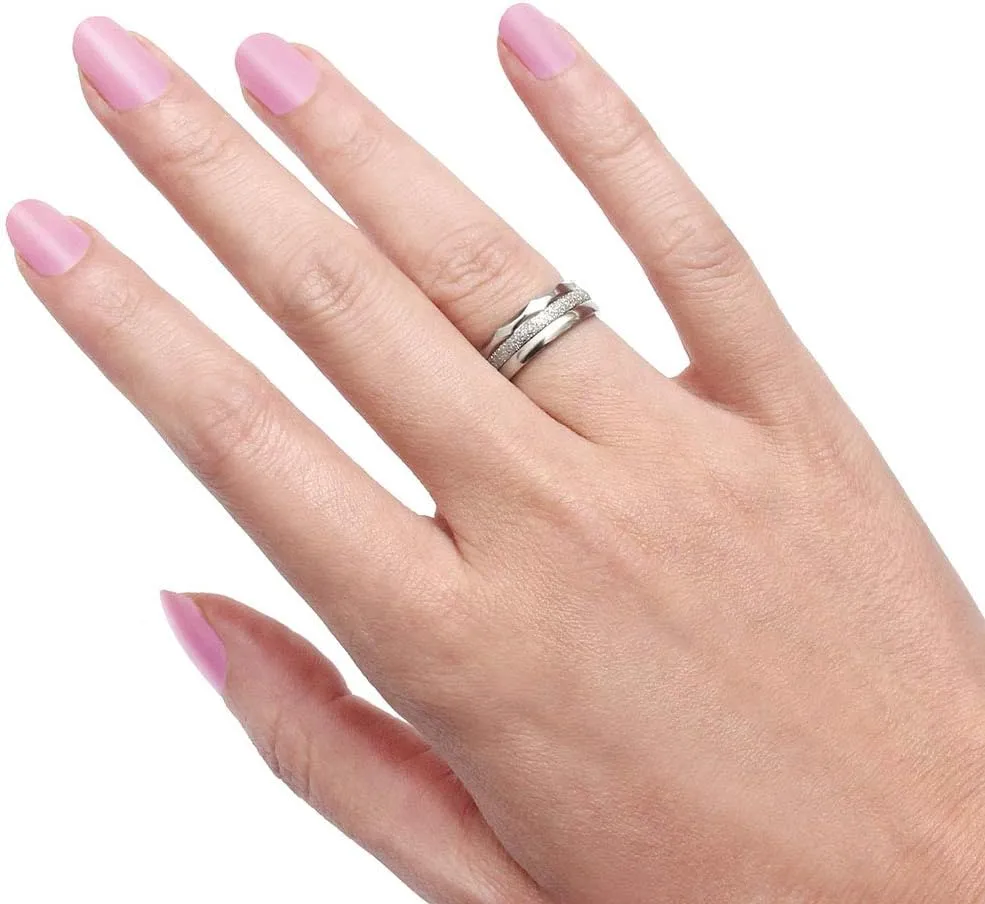 2MM Stainless Steel rings Womens Stackable Eternity Ring Band Engagement Wedding Ring Set Silver/Rose gold Tone 3 PCS
