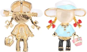 2Pcs Cartoon Brooch, Zinc Alloy Cartoon Brooch Pins, Creativity Cute Alloy Stylish Lapel Pin