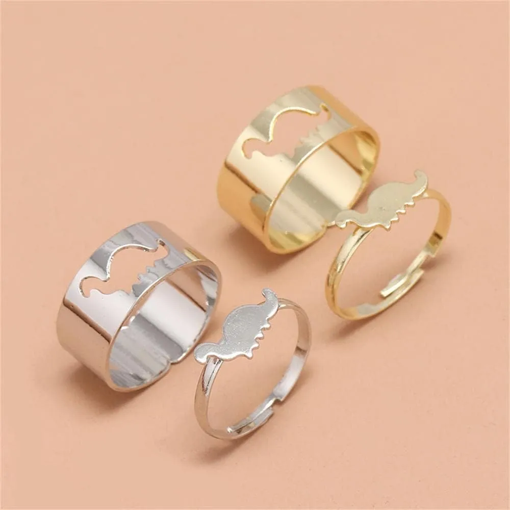 2Pcs Dinosaur Rings Pinky Promise Matching Dinosaur Couple Ring Glod Plated Dainty Rings Set for Women Jewelry