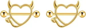 2pcs Fake Nipple Rings For Women Heart Cute Dainty Adjustable Stainless Steel Body Jewelry Non-Piercing Nipple Rings
