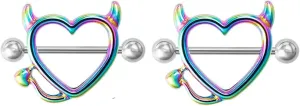 2pcs Fake Nipple Rings For Women Heart Cute Dainty Adjustable Stainless Steel Body Jewelry Non-Piercing Nipple Rings