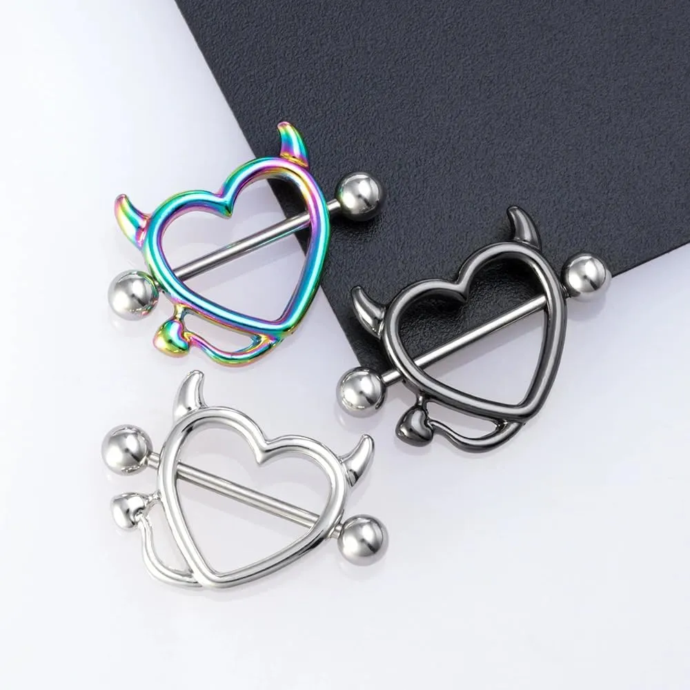 2pcs Fake Nipple Rings For Women Heart Cute Dainty Adjustable Stainless Steel Body Jewelry Non-Piercing Nipple Rings