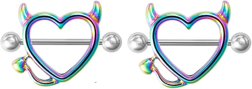 2pcs Fake Nipple Rings For Women Heart Cute Dainty Adjustable Stainless Steel Body Jewelry Non-Piercing Nipple Rings