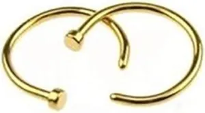 2Pcs Gold Stainless Steel Nose Ring Open Hoop Earrings Body Piercing Jewelry for Adult Piercing JewelryBody Piercing RingsWomen's Body Piercing Rings