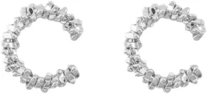 2Pcs Silver Ear Cuff Gold Earrings for Women Non Piercing Sparkling Round Huggie Clip On Fake Cartilage Earrings Set for Gift