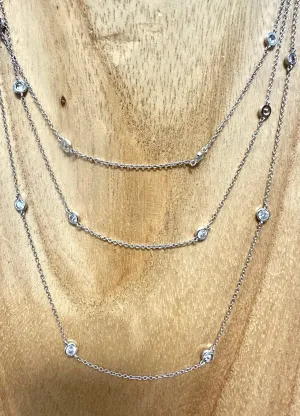 3 Layer CZ Station Necklace