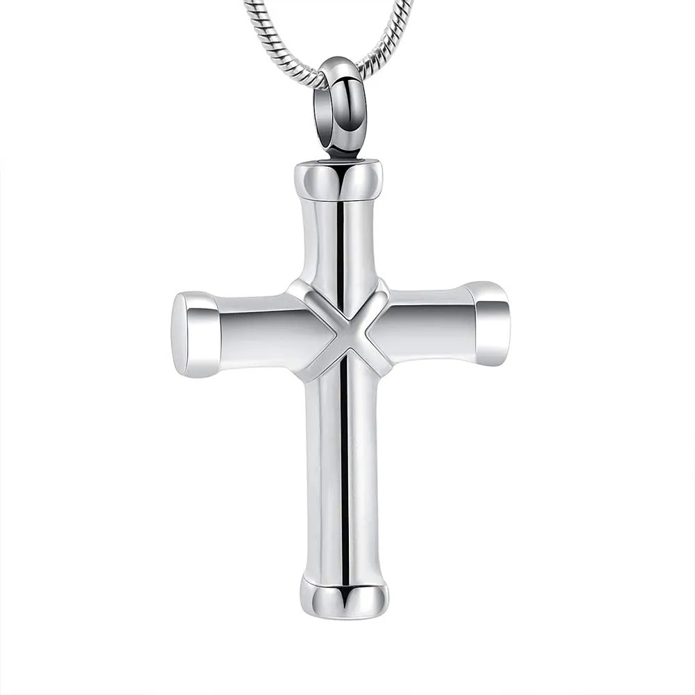 316l Stainless Steel Cremation Necklace Classic Cross Urn Pendant Memorial Jewelry for Ashes