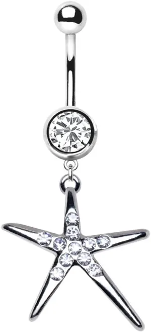316L Stainless Steel Sparkling Shooting Star Dangle Navel Ring