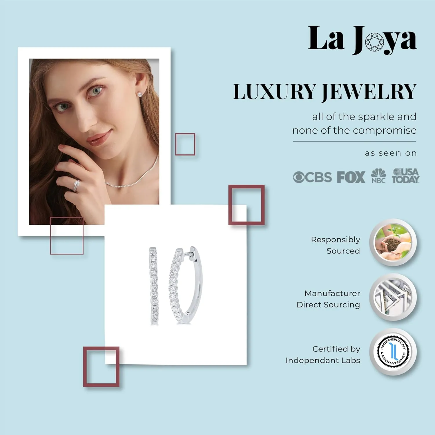 3/4-2 CT. TW. Lab Grown Diamond Hoop Earrings for Women| Sparkling 925 Sterling Silver | Ideal as Gift for Her
