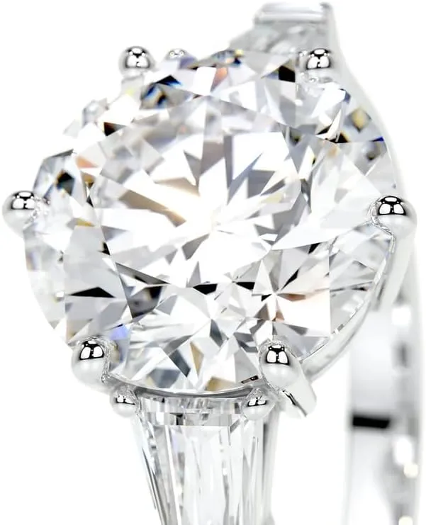3.5 Carat (ctw) Round Cut Moissanite Engagement Rings for women Platinum Plated Silver Ring Moissanite Rings