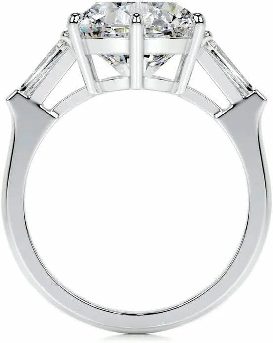 3.5 Carat (ctw) Round Cut Moissanite Engagement Rings for women Platinum Plated Silver Ring Moissanite Rings