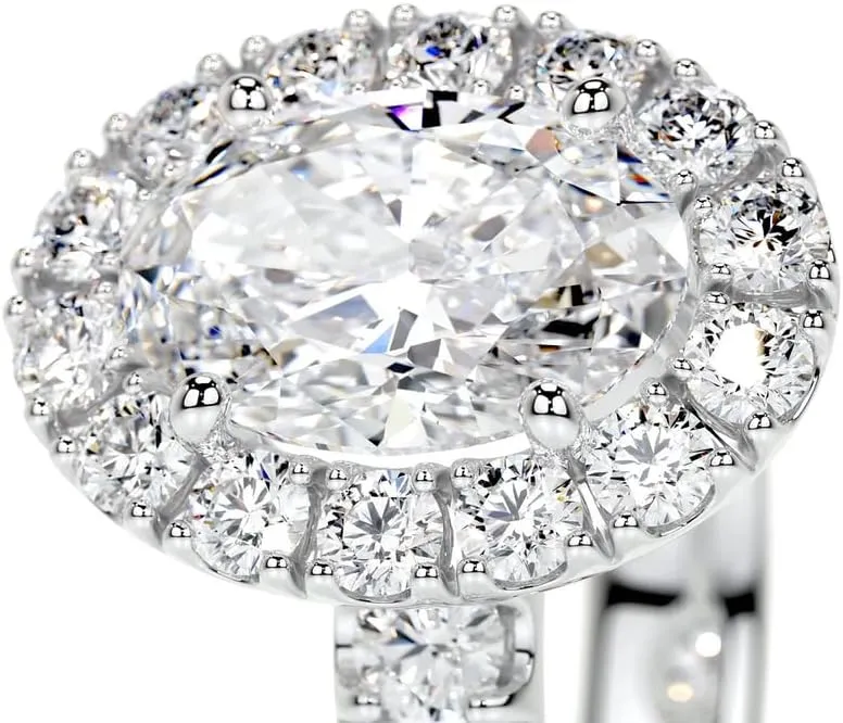 4 Carat (ctw) Oval Moissanite Engagement Rings for women platinum plated silver Ring Moissanite Rings