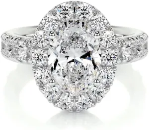 4 Carat (ctw) Oval Moissanite Engagement Rings for women platinum plated silver Ring Moissanite Rings