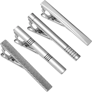 4 Pcs Ties Clips Tie Pin Clips Necktie Pinch Clasp For Men Tie Clips For Wedding And Banquet Necktie Bar Pinch Clip For Regular Ties