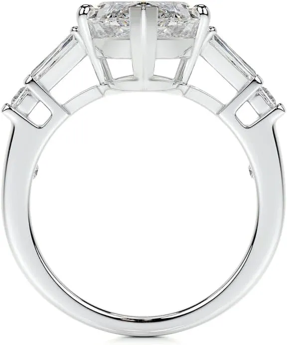 4.3 Carat (ctw) Marquise Cut Moissanite Engagement Rings for women Platinum Plated Silver Ring Moissanite Rings