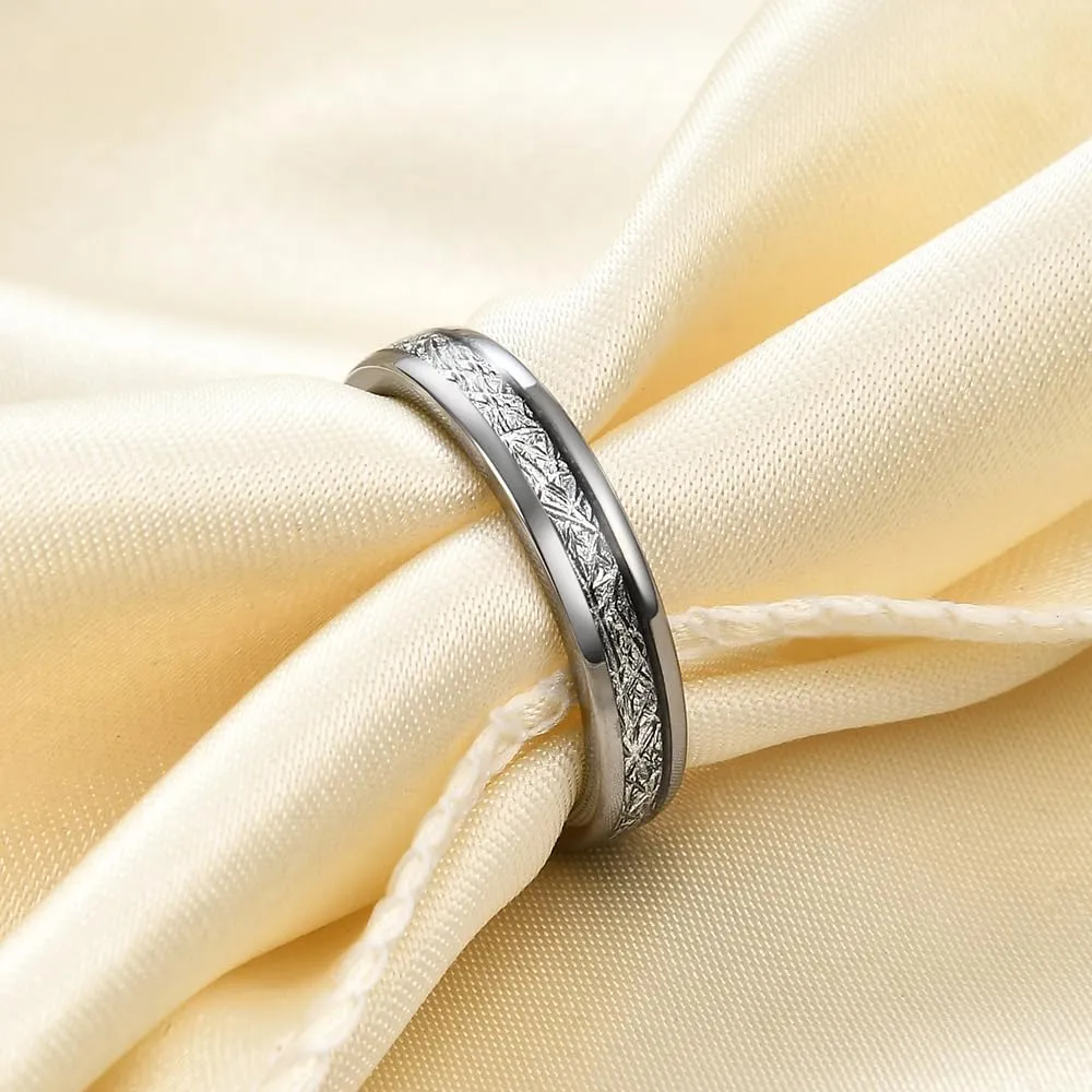 4mm 6mm Imitated Meteorite Tungsten Carbide Ring For Men Women Carbon Fiber Inlay Silver Wedding Band Ring Comfort Fit Size 6-12