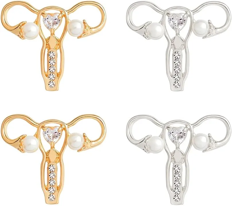 4Pcs Cute Shape Pin The Uterus Brooch Feminist Jewelry as Gift for Doctor/Nurse/Graduation Medical Jewelry