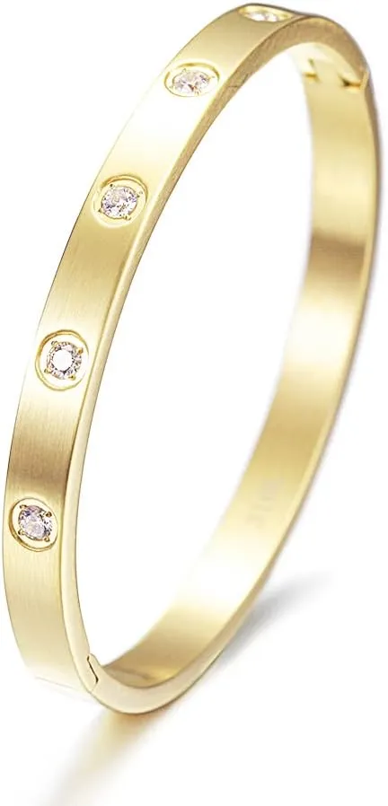 5 Crystal Diamond Classic Cuff Bangle Chunky Bracelet Clasp Wristband Bracelet for Women Zirconia Diamond Simplicity Polished Friendship Bangle for Men Jewelry