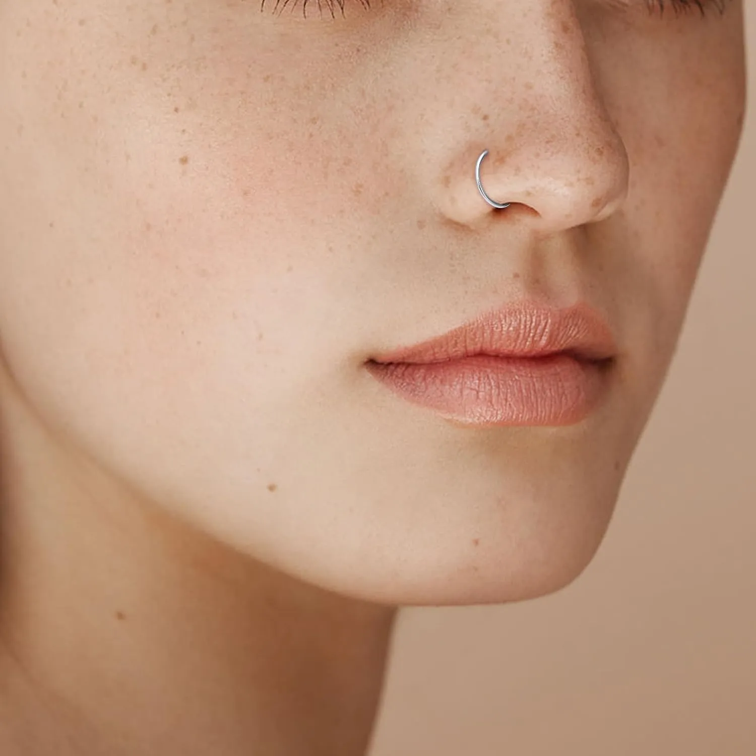 5 Pcs G23 Titanium Nose Rings Hoops 16G/18G/20G Septum Ring Seamless Hypoallergenic Piercing Jewelry 6mm/8mm/10mm