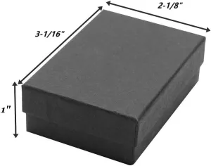 6 Pack Cotton Filled Matte Black Color Cardboard Jewelry Neck, Ring, Earring, Pendant, Pocket Watch, Body Jewelry, Gift and Retail Boxes Size 3 1/8" x 2 1/16" x 1" Inch - by R J Displays