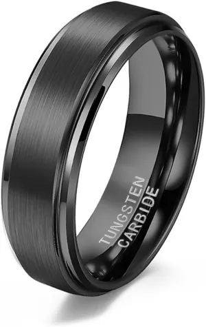 6mm 8mm Black/Gold/Silver/Purple Classic Tungsten Carbide Wedding Band Ring For Men Womem Matte Brushed Finish Comfort Fit Size 5-12