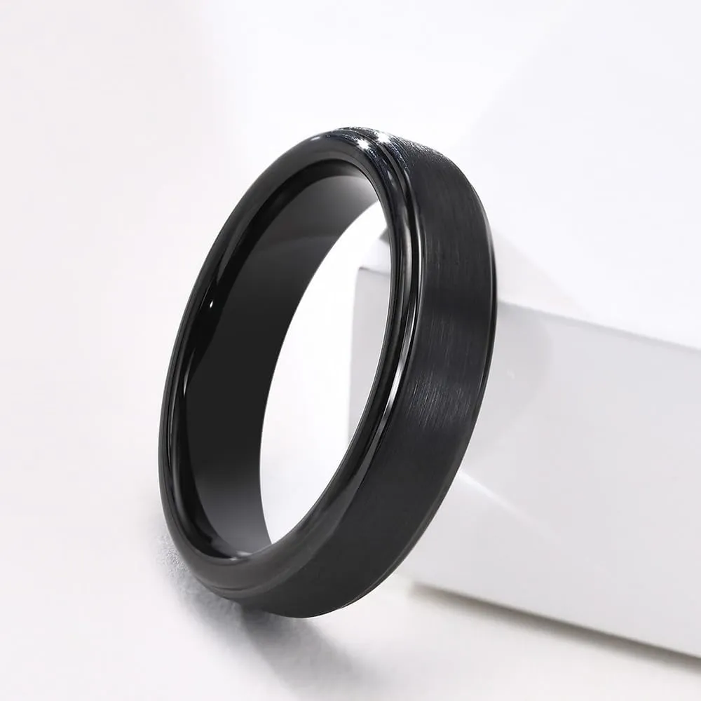 6mm 8mm Black/Gold/Silver/Purple Classic Tungsten Carbide Wedding Band Ring For Men Womem Matte Brushed Finish Comfort Fit Size 5-12