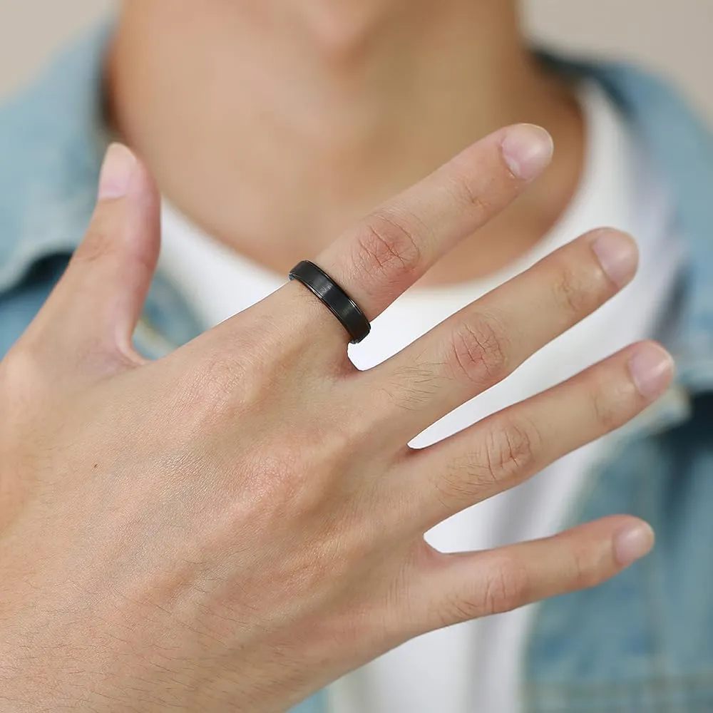 6mm 8mm Black/Gold/Silver/Purple Classic Tungsten Carbide Wedding Band Ring For Men Womem Matte Brushed Finish Comfort Fit Size 5-12