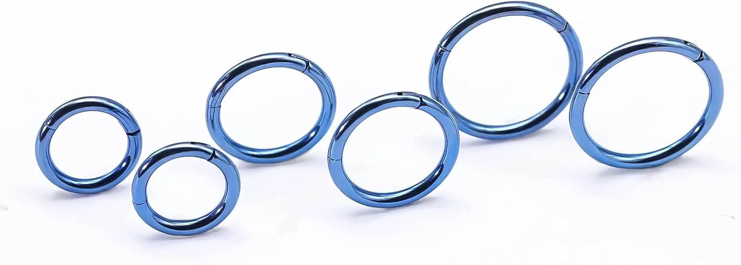 6pcs G23 Titanium Septum Rings 16G Diameter 6mm/8mm/10mm Hinged Nose Ring Hoops for Women Men Girls Cartilage Hoop Earrings Body Piercing Rings Black/Silver/Gold/Rose Gold Lip Rings