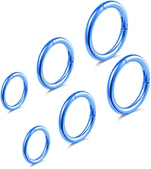 6pcs G23 Titanium Septum Rings 16G Diameter 6mm/8mm/10mm Hinged Nose Ring Hoops for Women Men Girls Cartilage Hoop Earrings Body Piercing Rings Black/Silver/Gold/Rose Gold Lip Rings