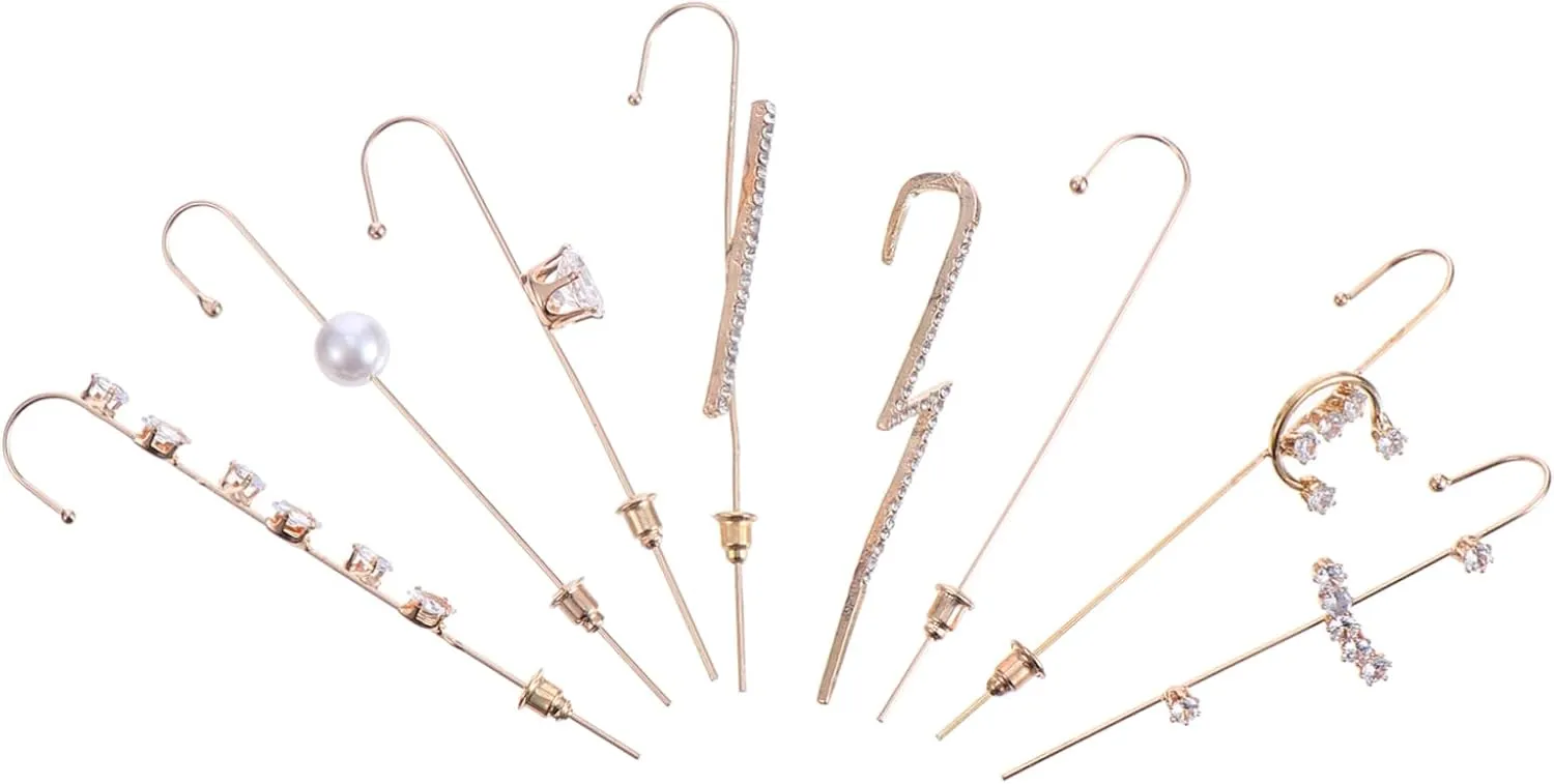 8Pcs Ear Cuff Crawler Elegant Ear Wrap Crawlers with Sparkling Pearls for Materials for Eye Catching Style