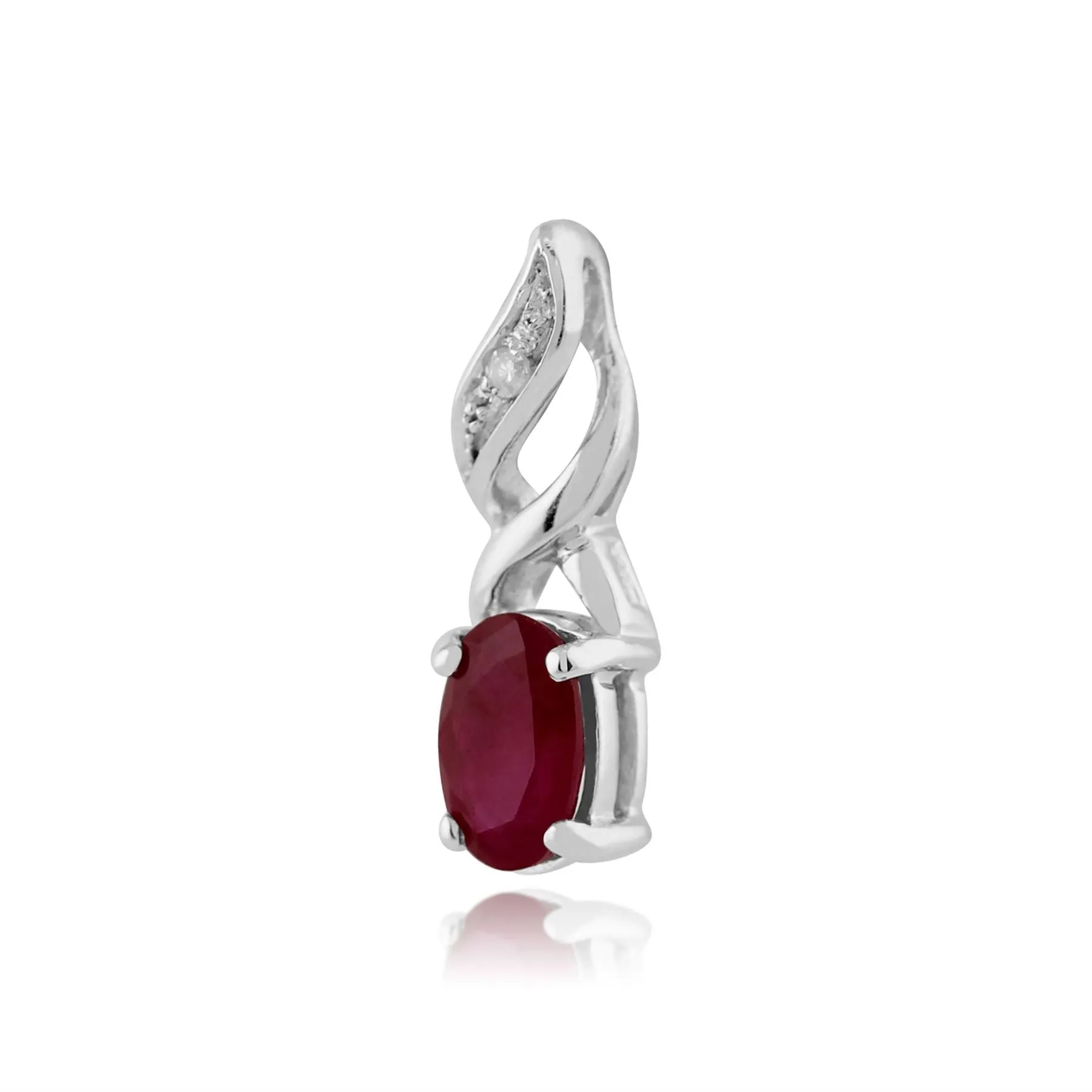 9 karat Weißes Gold Rubin & Diamant 18zoll Halskette