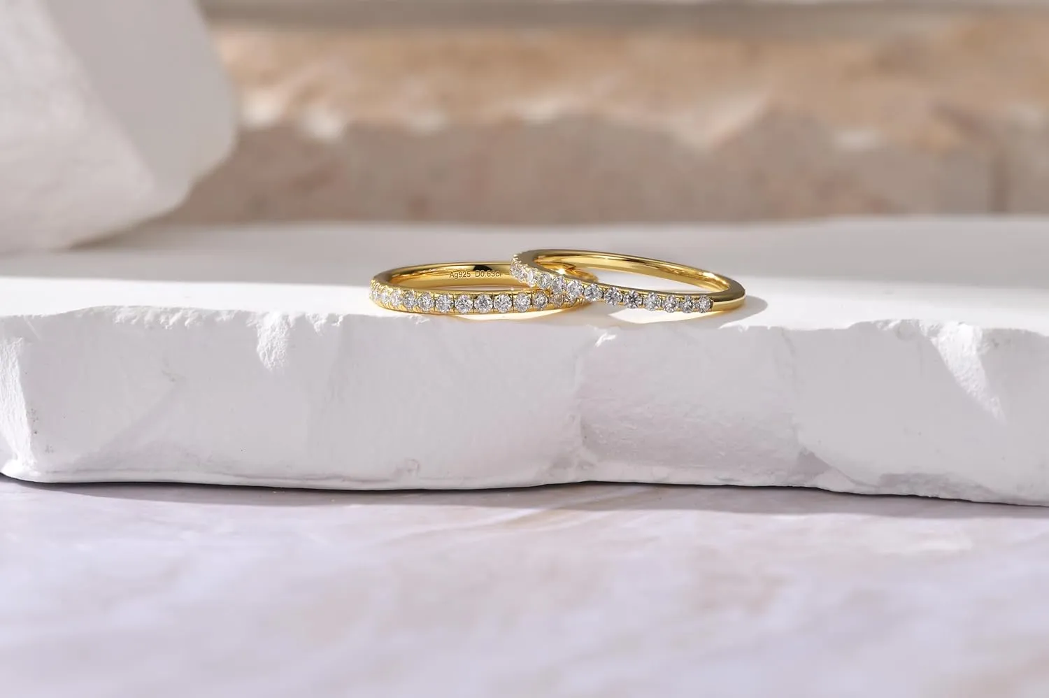 925 Silver 2mm Moissanite Wedding Band, 14K Gold-Filled Silver Stacking Eternity Ring for Women