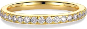925 Silver 2mm Moissanite Wedding Band, 14K Gold-Filled Silver Stacking Eternity Ring for Women