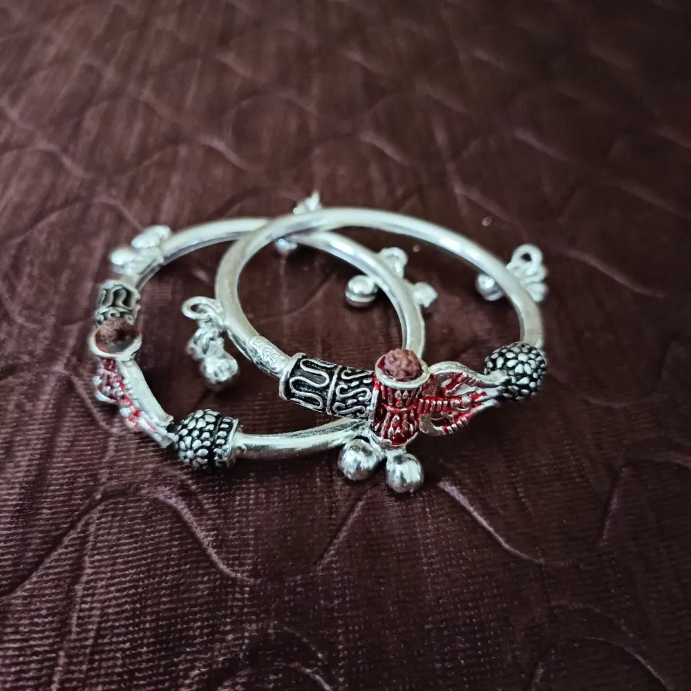 925 Silver Designer Unisex Baby Bangle Set (Design 129)
