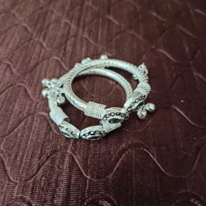 925 Silver Designer Unisex Baby Bangle Set (Design 135)
