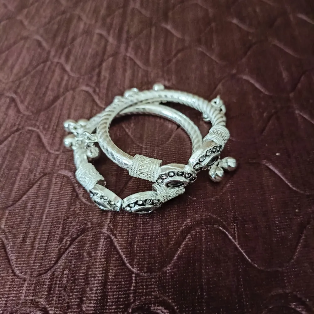 925 Silver Designer Unisex Baby Bangle Set (Design 135)