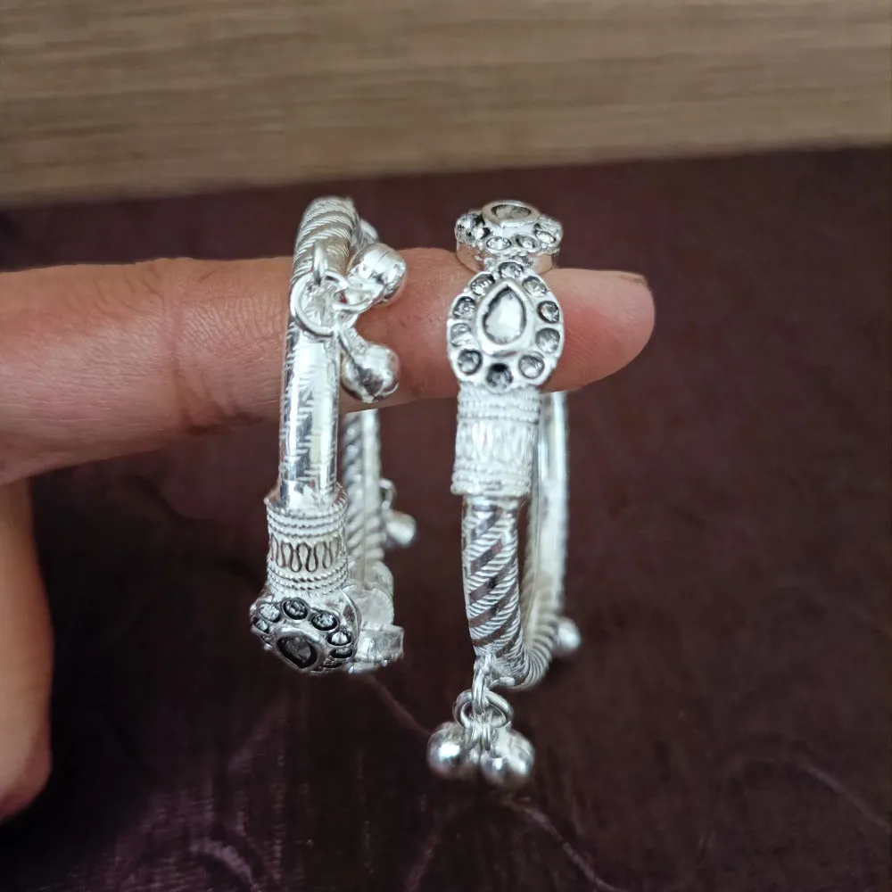 925 Silver Designer Unisex Baby Bangle Set (Design 135)