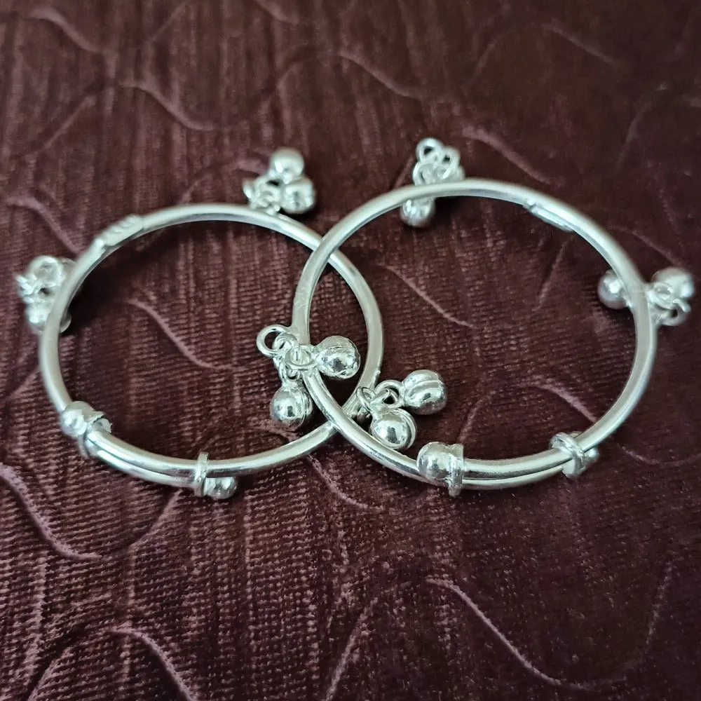 925 Silver Designer Unisex Baby Bangle Set (Design 136)