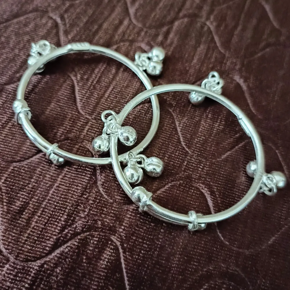 925 Silver Designer Unisex Baby Bangle Set (Design 136)