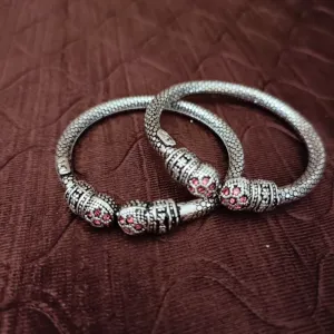 925 Silver Designer Unisex Openable Baby Bangle Set (Design 174)