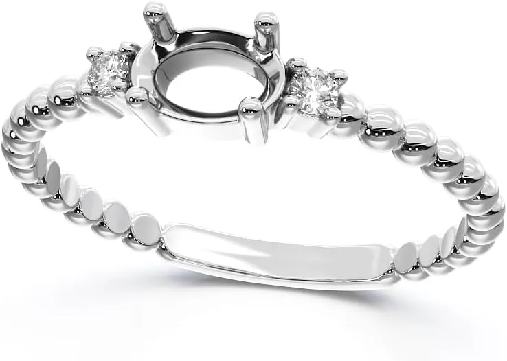 925 Silver Stackable Ring Blank 6x4 mm Cubic Zirconia Side DIY Fine Jewelry Mounting